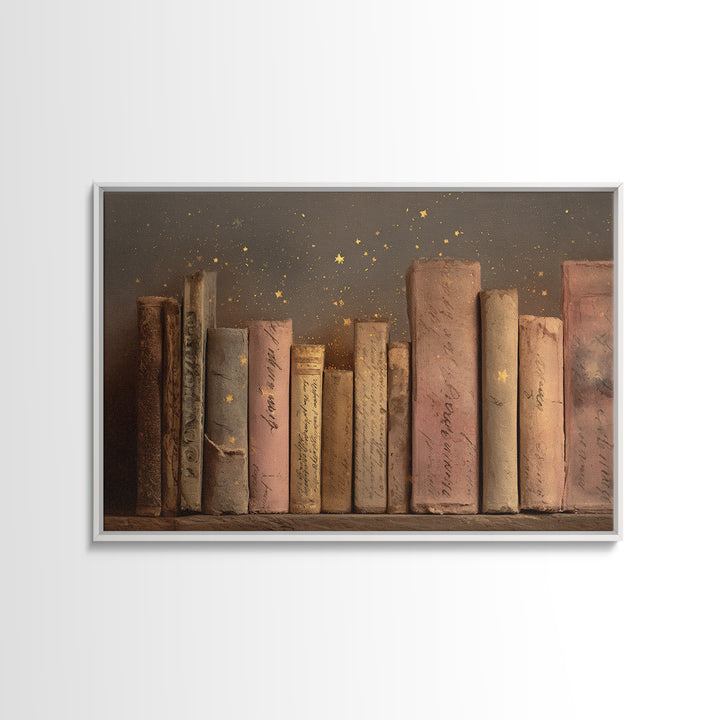 Moonlit Book with Tiny Stars Rising Canvas Print, Bookstore Art, Wall Decor, Bookstore Decor, Fine Art, Literary, Home Decor, BOO-3x2-68
