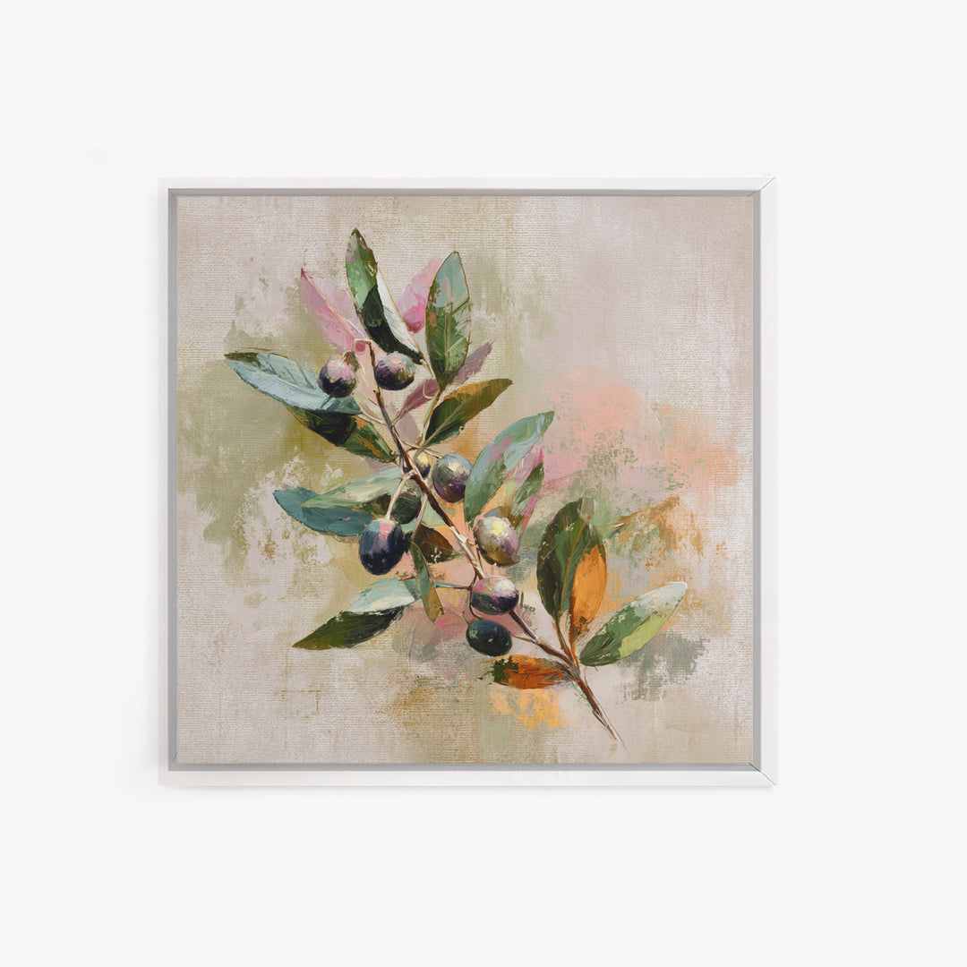 Single Olive Branch Canvas Print, Botanical Art, Living Room Wall Art, Living Room Decor, Fine Art, Botanic, Contemporary Art, BOT-1x1-55