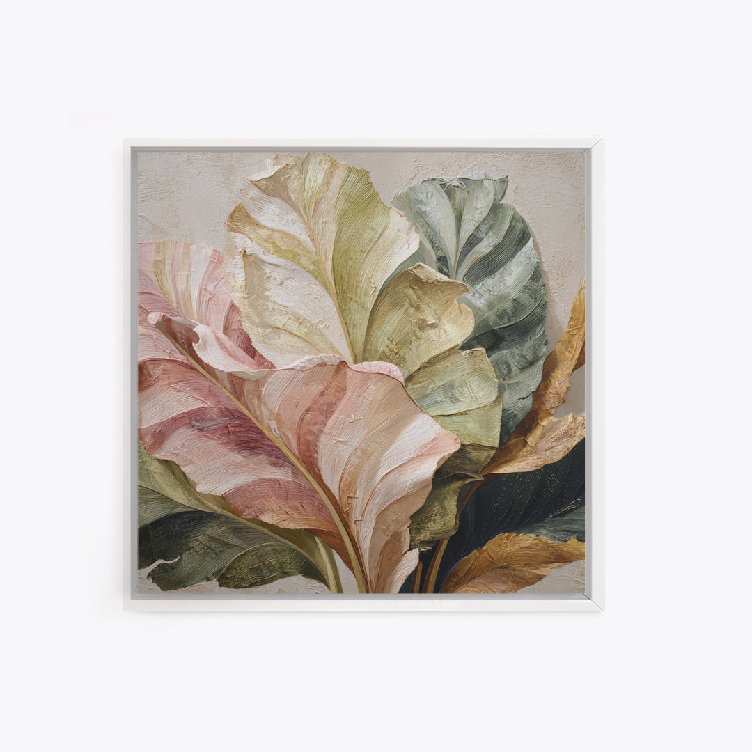 Tropical Banana Leaf Painted Framed Canvas Print, Botanical Art, Home Gift, Living Room Decor, Fine Art, Botanic, Boho Wall Art, BOT-1x1-56