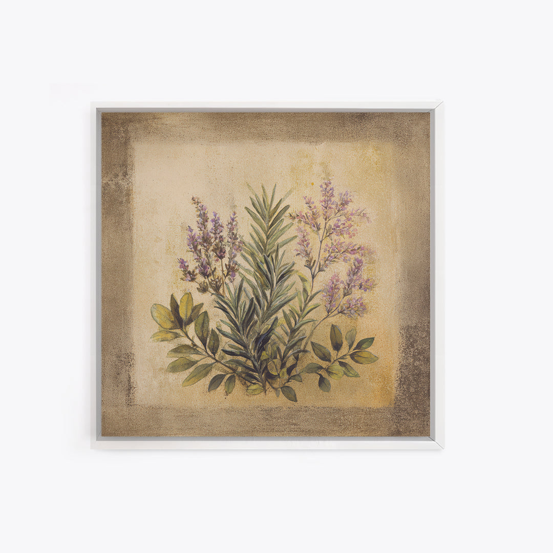Herb Garden Watercolor Canvas Print, Botanical Art, Poster, Living Room Decor, Fine Art, Botanic, Art Nouveau, Framed Wall Art, BOT-1x1-77