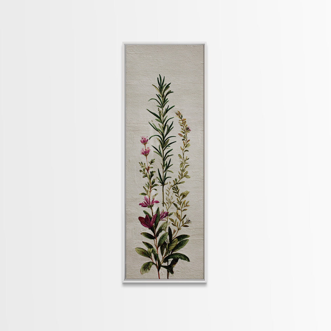 Herb Garden Watercolor Canvas Print, Botanical Art, Poster, Living Room Decor, Fine Art, Botanic, Art Nouveau, Framed Wall Art, BOT-1x3-17