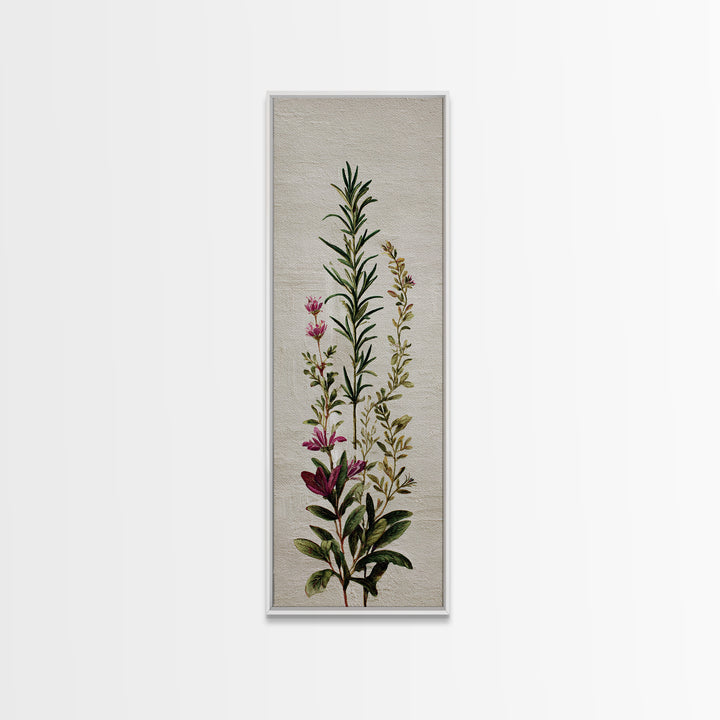 Herb Garden Watercolor Canvas Print, Botanical Art, Poster, Living Room Decor, Fine Art, Botanic, Art Nouveau, Framed Wall Art, BOT-1x3-17