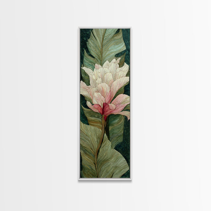 Tropical Banana Leaf Painted Framed Canvas Print, Botanical Art, Poster, Living Room Decor, Fine Art, Botanic, Art Nouveau, BOT-1x3-20
