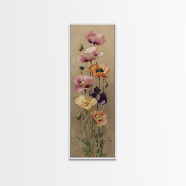 Poppy Field Botanical Study Canvas Print, Botanical Art, Poster, Living Room Decor, Botanic, Art Nouveau, Framed Wall Art, BOT-1x3-77
