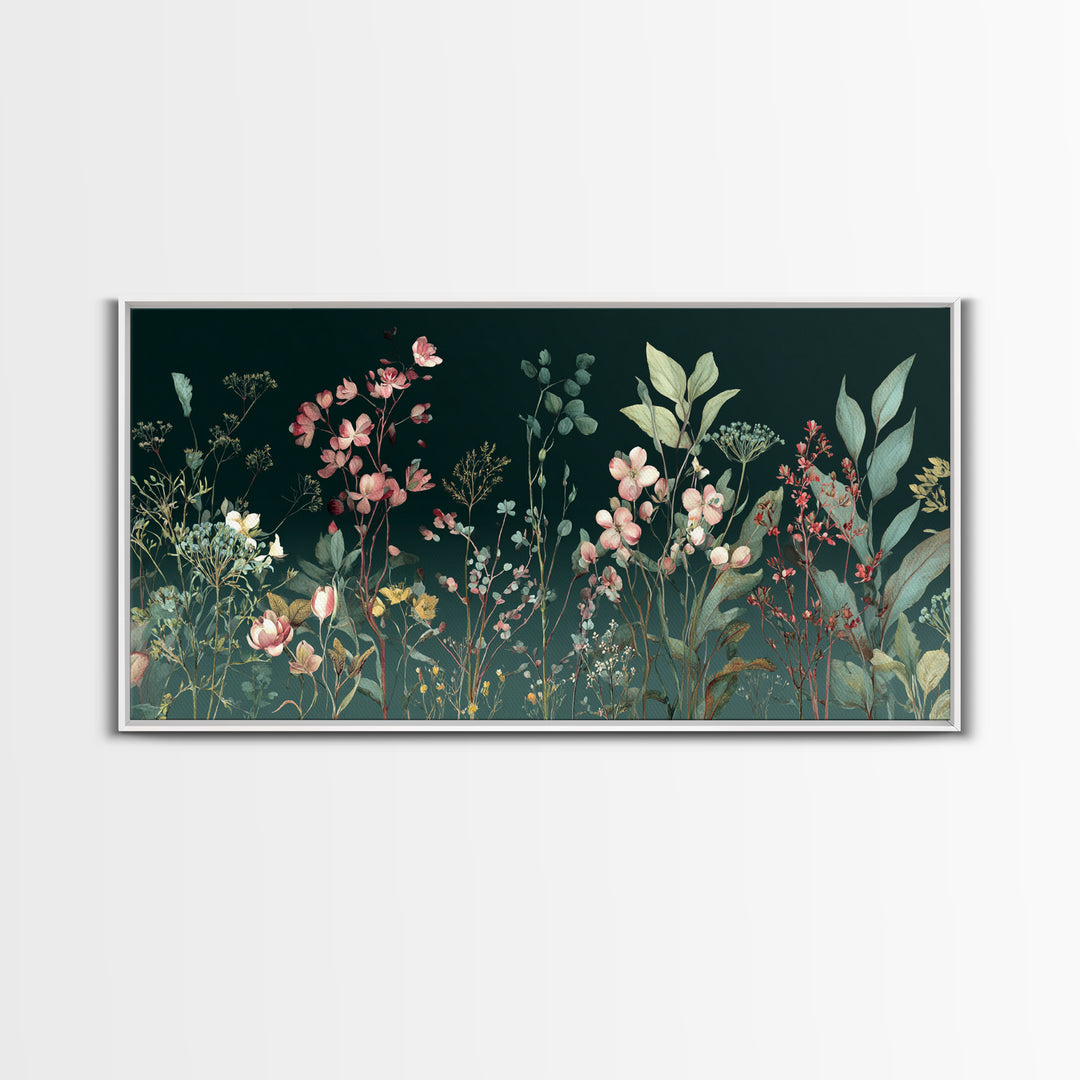 Delicate Wildflower Study Framed Canvas Print, Botanical Art, Wall Art Prints, Living Room Decor, Watercolor Art, Botanic, BOT-2x1-23