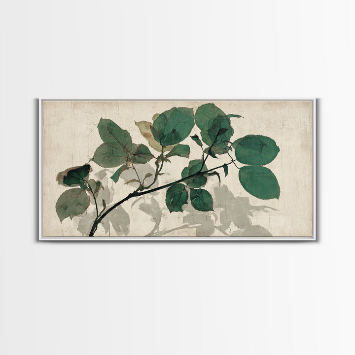 Black Ink Botanical Silhouette on Cream Paper Canvas Print, Botanical Art, Art Print, Living Room Decor, Fine Art, Botanic, BOT-2x1-41