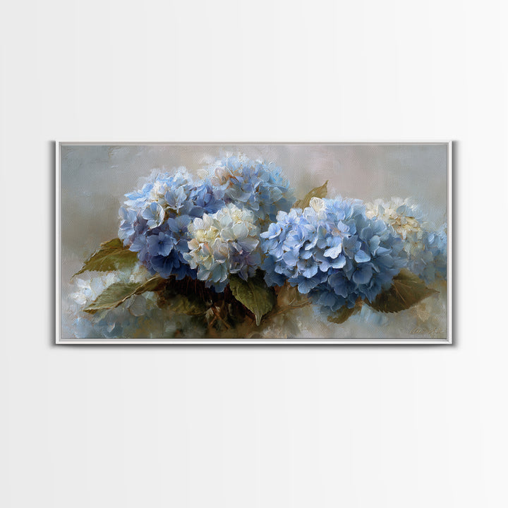 Blue Hydrangea Cluster Canvas Print, Botanical Art, Wall Art, Living Room Decor, Watercolor Art, Botanic, Digital Wall Art, BOT-2x1-62