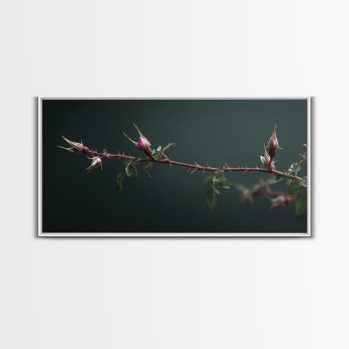 Wild Rose Branch Canvas Print, Botanical Art, Home Decor, Living Room Decor, Fine Art, Botanic, Original Art, Art Nouveau, BOT-2x1-66