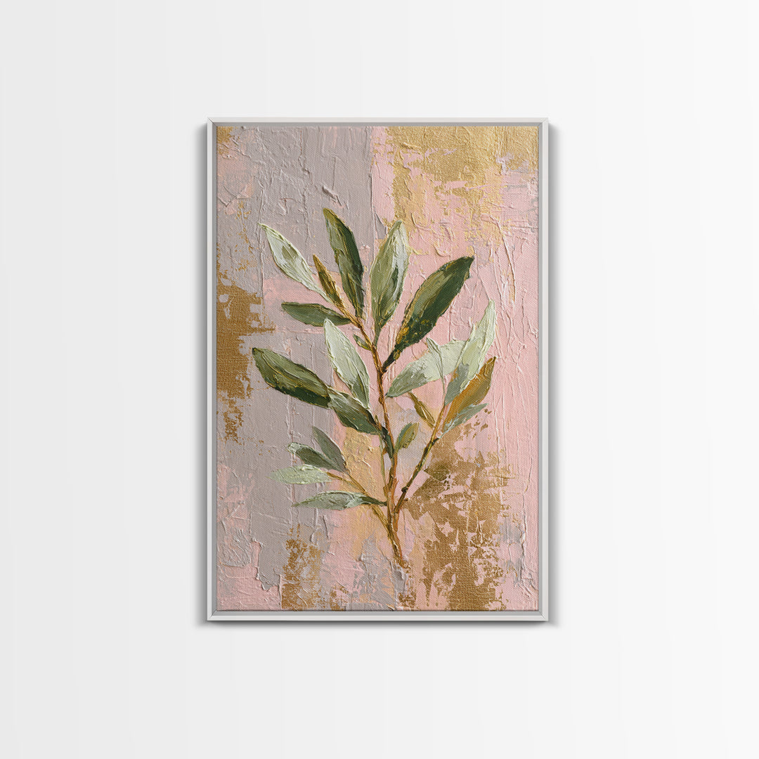 Single Olive Branch Canvas Print, Botanical Art, Minimalist Decor, Living Room Decor, Oil Painting, Botanic, Home Gift, BOT-2x3-15