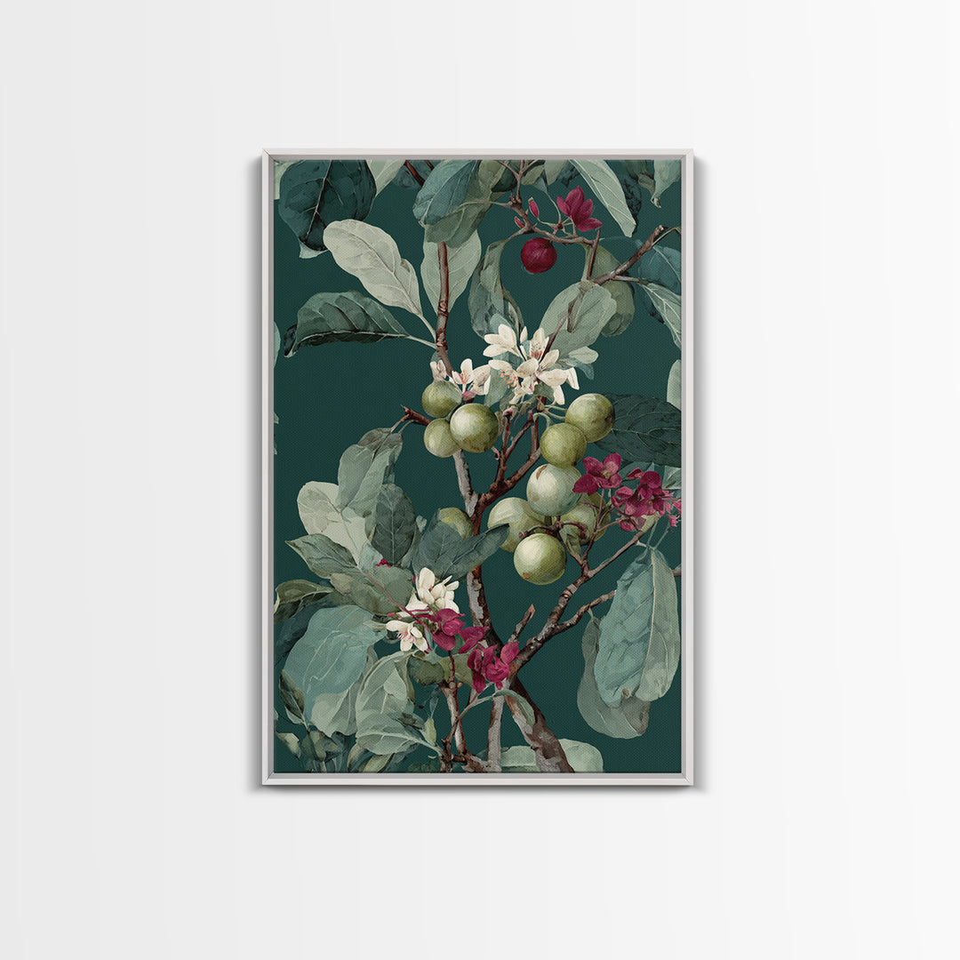 Fig Branch with Fruit and Broad Leaves Canvas Print, Botanical Art, Art Print, Living Room Decor, Fine Art, Botanic, BOT-2x3-23