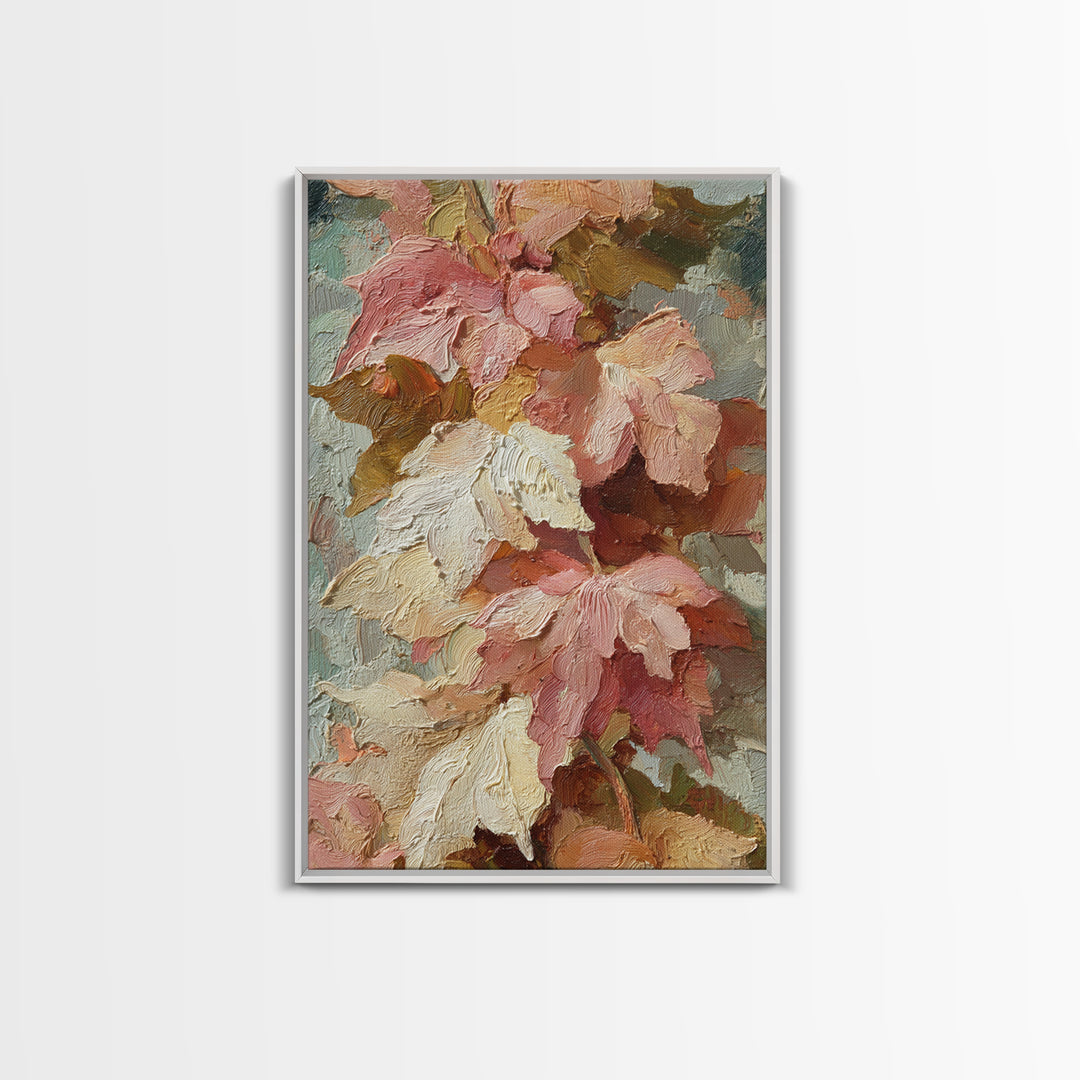 Autumn Leaves Specimen Collection Framed Canvas Print, Botanical Art, Whimsical Decor, Living Room Decor, Oil Painting, Botanic, BOT-2x3-28
