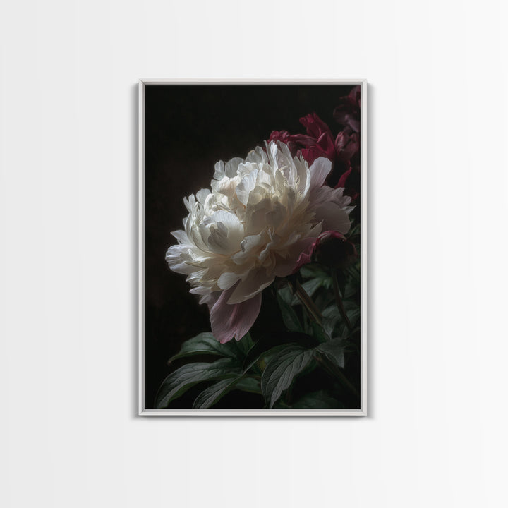 Peony Bloom with Layered Romantic Petals Framed Canvas Print, Botanical Art, Home Decor, Living Room Decor, Fine Art, Botanic, BOT-2x3-42
