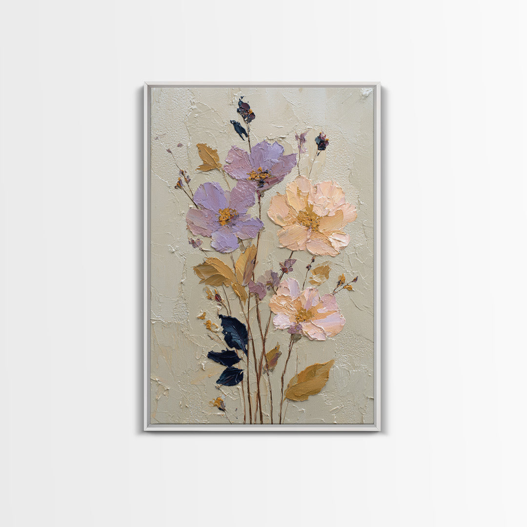 Delicate Wildflower Study Framed Canvas Print, Botanical Art, Art Nouveau, Living Room Decor, Watercolor Art, Botanic, BOT-2x3-59