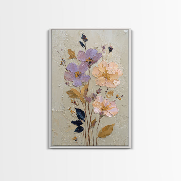 Delicate Wildflower Study Framed Canvas Print, Botanical Art, Art Nouveau, Living Room Decor, Watercolor Art, Botanic, BOT-2x3-59
