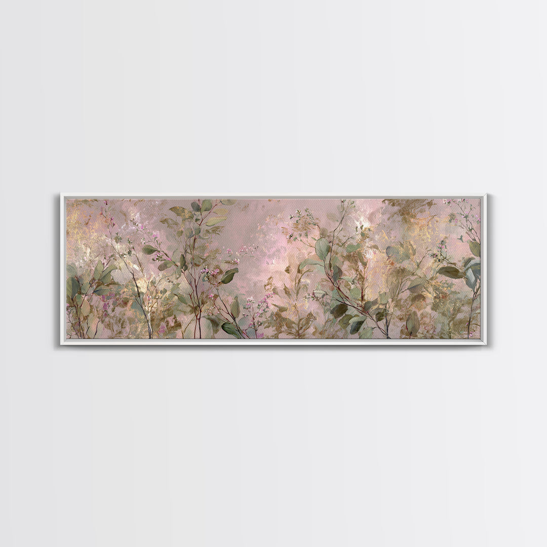 Eucalyptus Stems in Soft Sage Tones Framed Canvas Print, Botanical Art, Textured Painting, Living Room Decor, Fine Art, Botanic, BOT-3x1-27