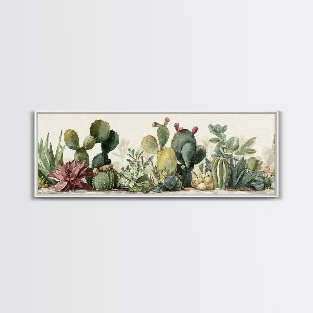 Cactus Botanical Plate Canvas Print, Botanical Art, Living Room Decor, Fine Art, Botanic, Fine Art Print, Statement Artwork, BOT-3x1-29