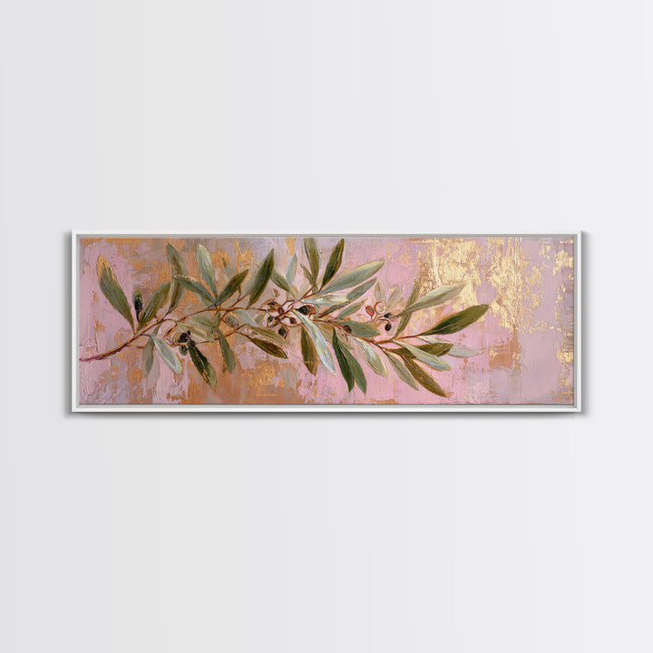 Single Olive Branch Canvas Print, Botanical Art, Digital Wall Art, Living Room Decor, Oil Painting, Botanic, BOT-3x1-71