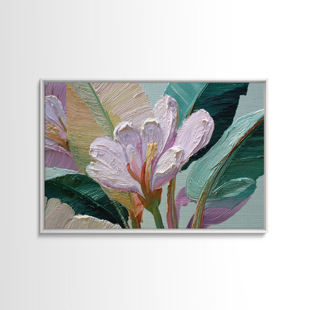 Tropical Banana Leaf Painted Canvas Print, Botanical Art, Whimsical Decor, Living Room Decor, Oil Painting, Botanic, BOT-3x2-12