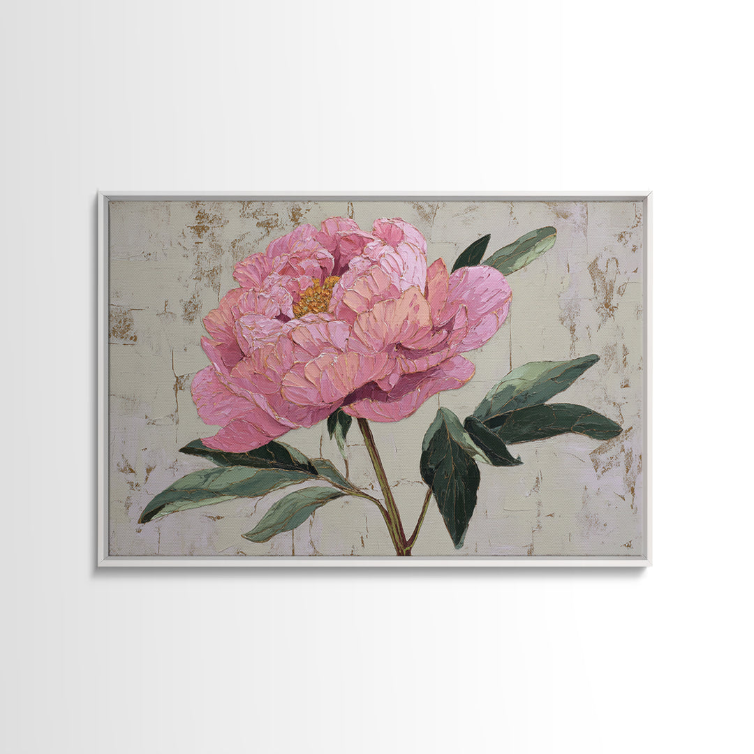 Peony Bloom with Layered Romantic Petals Canvas Print, Botanical Art, Digital Print, Living Room Decor, Watercolor Art, Botanic, BOT-3x2-62