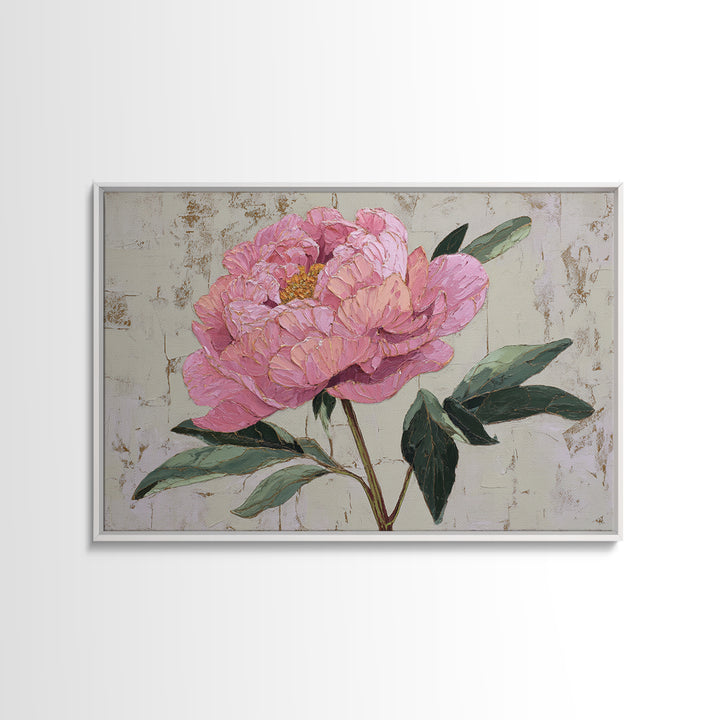 Peony Bloom with Layered Romantic Petals Canvas Print, Botanical Art, Digital Print, Living Room Decor, Watercolor Art, Botanic, BOT-3x2-62