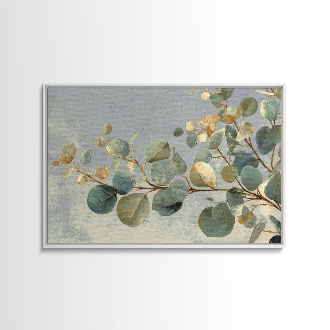 Eucalyptus Stems in Soft Sage Tones Framed Canvas Print, Botanical Art, Poster, Living Room Decor, Fine Art, Botanic, BOT-3x2-87