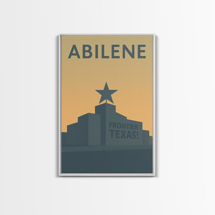 Abilene Travel Poster, Framed Canvas Print, Minimalist Retro Wall Art, Abilene Travel Art, City Illustration, Vintage City Art