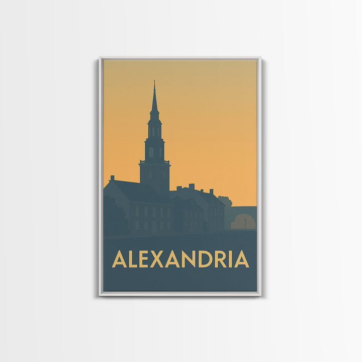 Alexandria Travel Poster, Canvas Print, Sunset Skyline Wall Art, Alexandria City Art, Travel Wall Decor, City Art Print, Home Office Decor