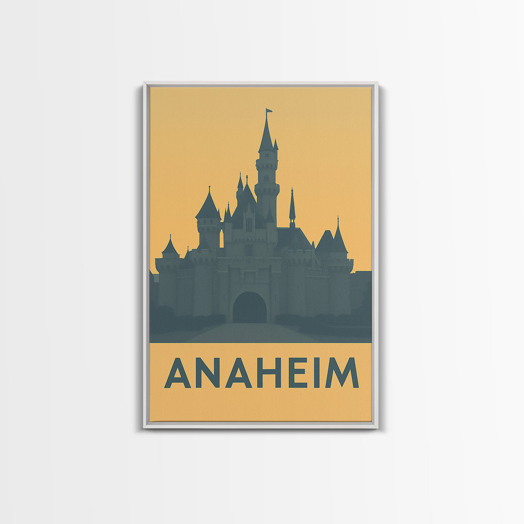 Anaheim Travel Poster, Framed Canvas Print, Mid Century Travel Art, Anaheim Art Print, Travel Art Print, City Illustration, Vintage Print