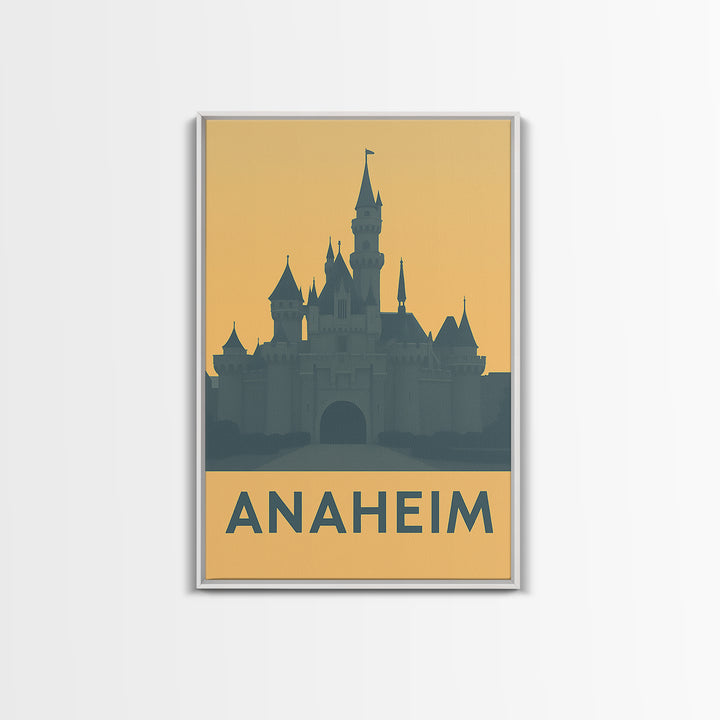 Anaheim Travel Poster, Framed Canvas Print, Mid Century Travel Art, Anaheim Art Print, Travel Art Print, City Illustration, Vintage Print