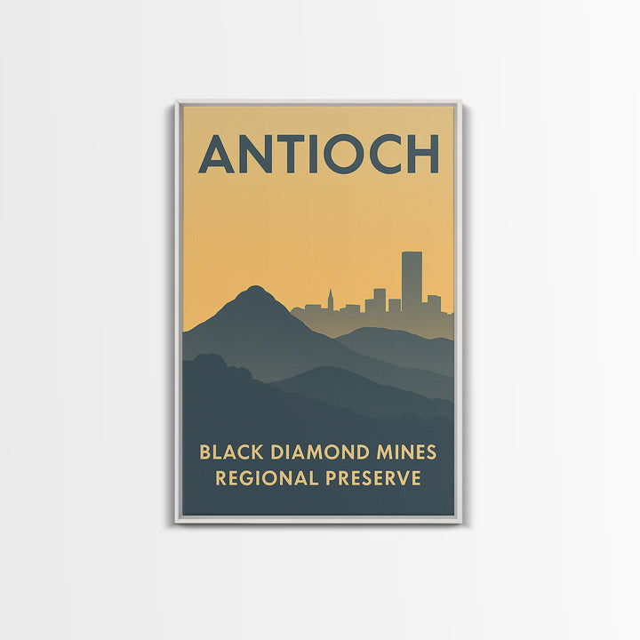 Antioch Travel Poster, Framed Canvas Print, Sunset Skyline Wall Art, Antioch City Art, Living Room Wall Art, Watercolor Skyline