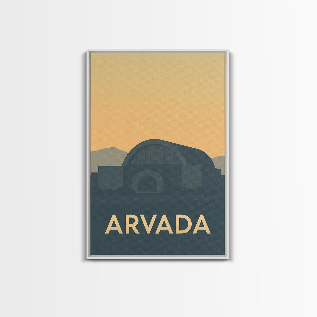 Arvada Colorado Travel Poster, Framed Canvas Print, Mid Century Travel Art, Arvada City Art, Mid Century Wall Art, Eclectic Wall Decor