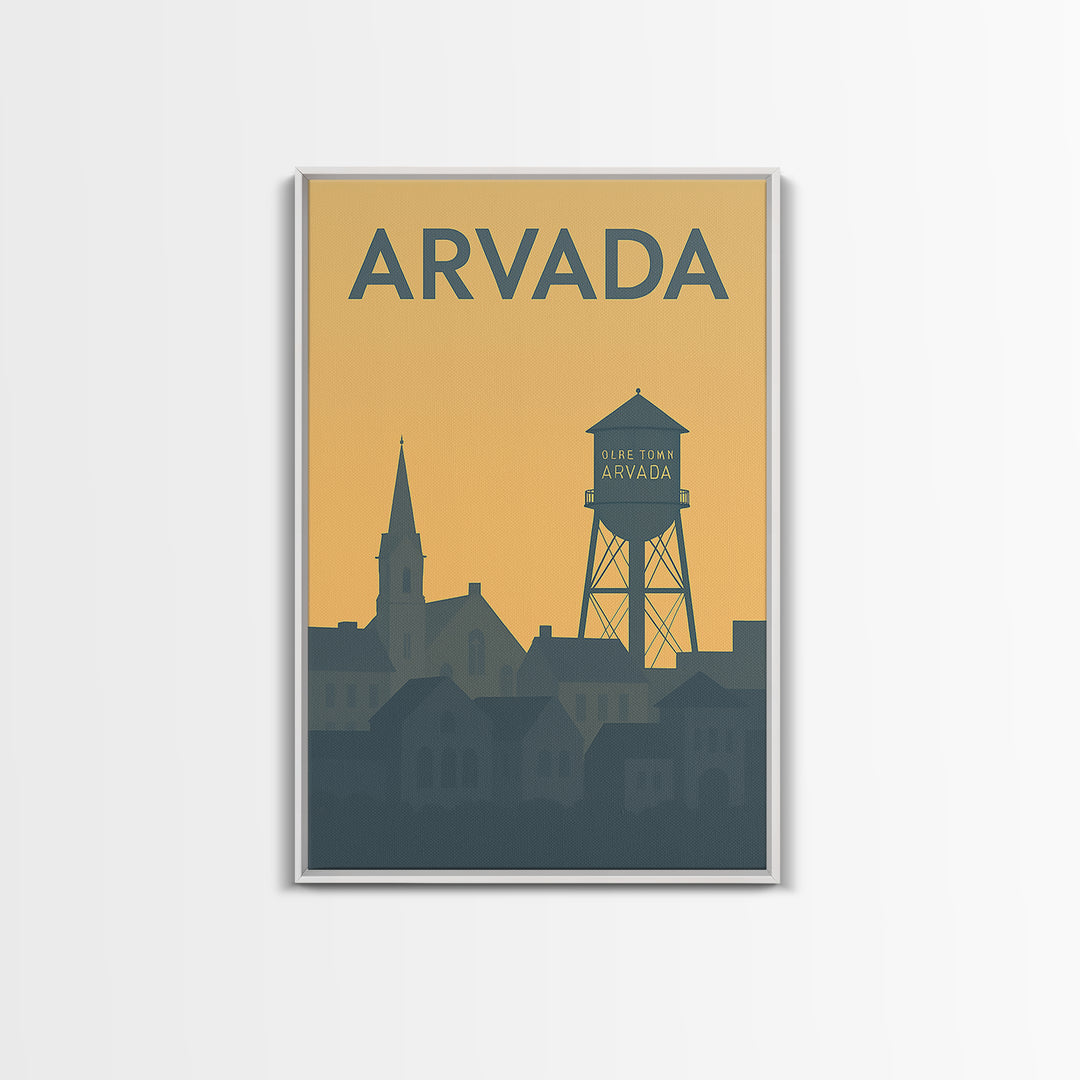 Arvada Travel Poster, Framed Canvas Print, Vintage City Poster Art, Arvada Art Print, Mid Century Wall Art, Retro Travel Print