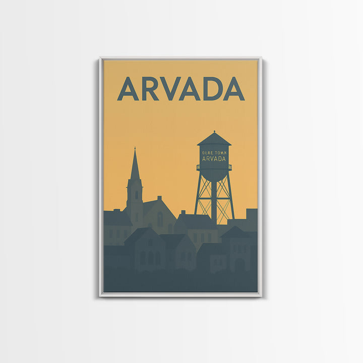 Arvada Travel Poster, Framed Canvas Print, Vintage City Poster Art, Arvada Art Print, Mid Century Wall Art, Retro Travel Print
