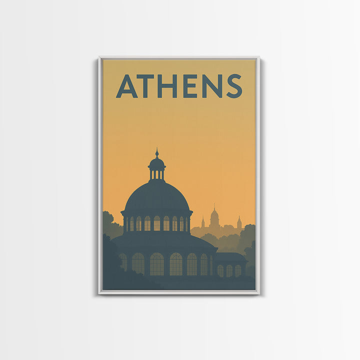 Athens Georgia Travel Poster, Canvas Print, Sunset Skyline Wall Art, Athens City Art, Wanderlust Decor, Travel Art Print, City Travel Prints