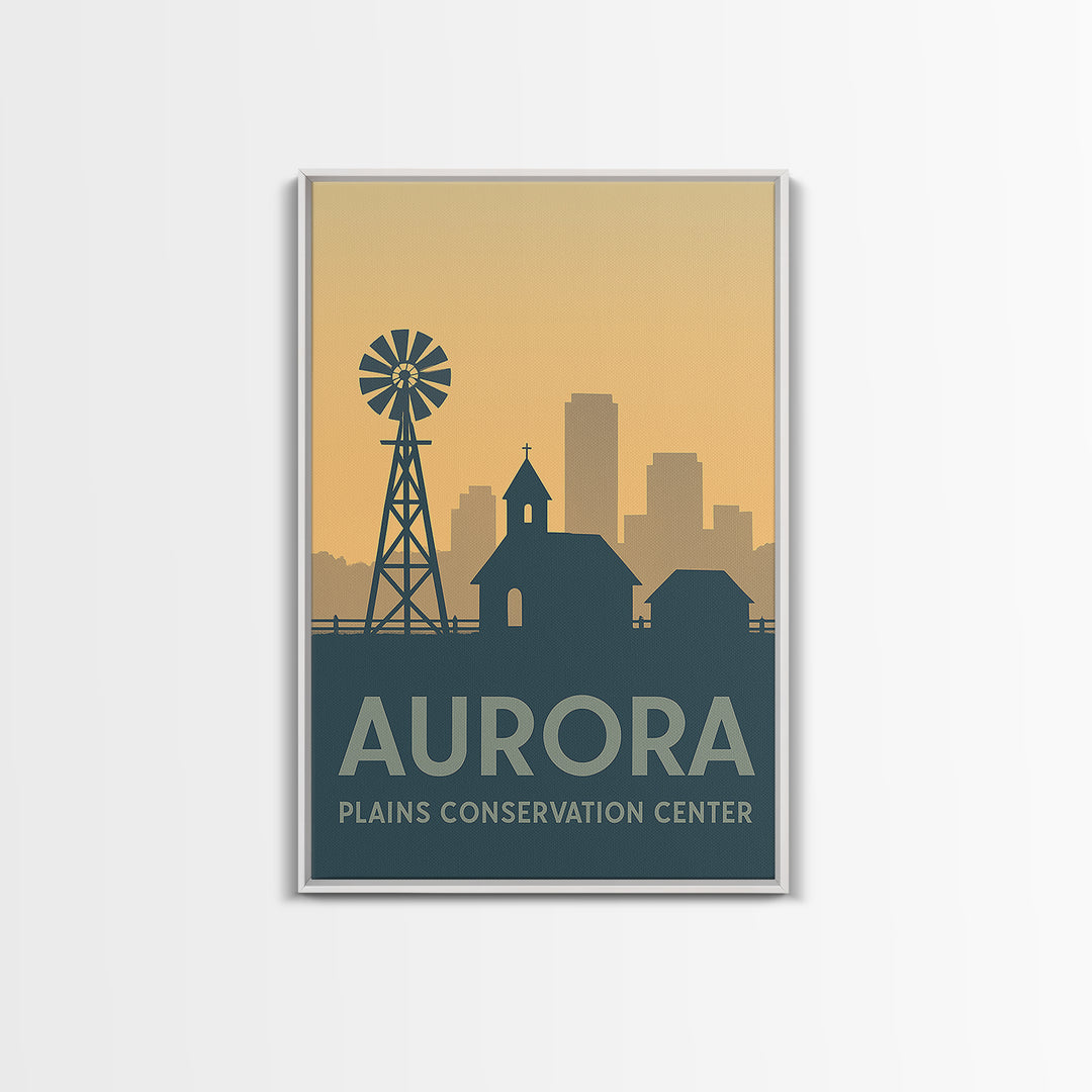 Aurora Travel Poster, Framed Canvas Print, Minimalist Retro Wall Art, Aurora Travel Art, Living Room Wall Art, Eclectic Wall Decor