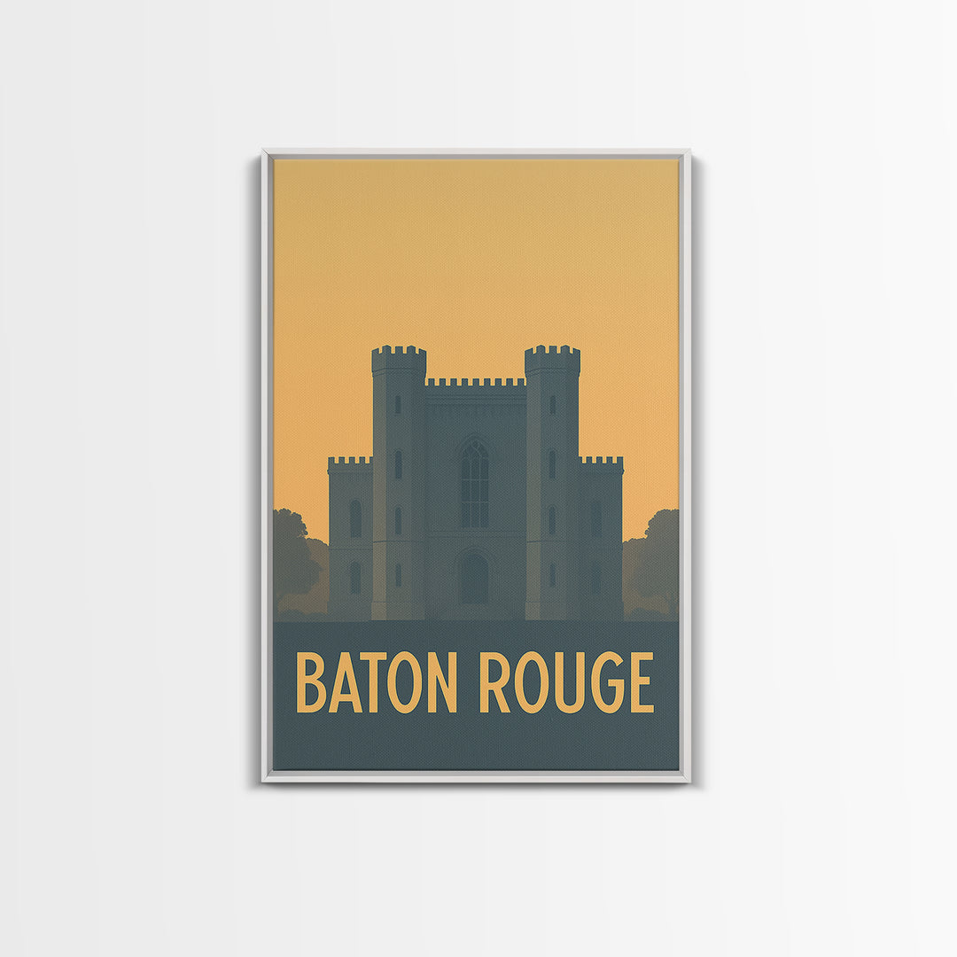 Baton Rouge Travel Poster, Canvas Print, Minimalist Retro Wall Art, Baton Rouge Wall Art, Modern Wall Decor, Retro Travel Print