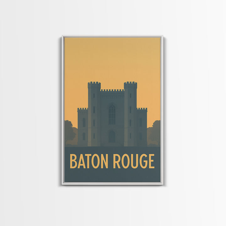 Baton Rouge Travel Poster, Canvas Print, Minimalist Retro Wall Art, Baton Rouge Wall Art, Modern Wall Decor, Retro Travel Print