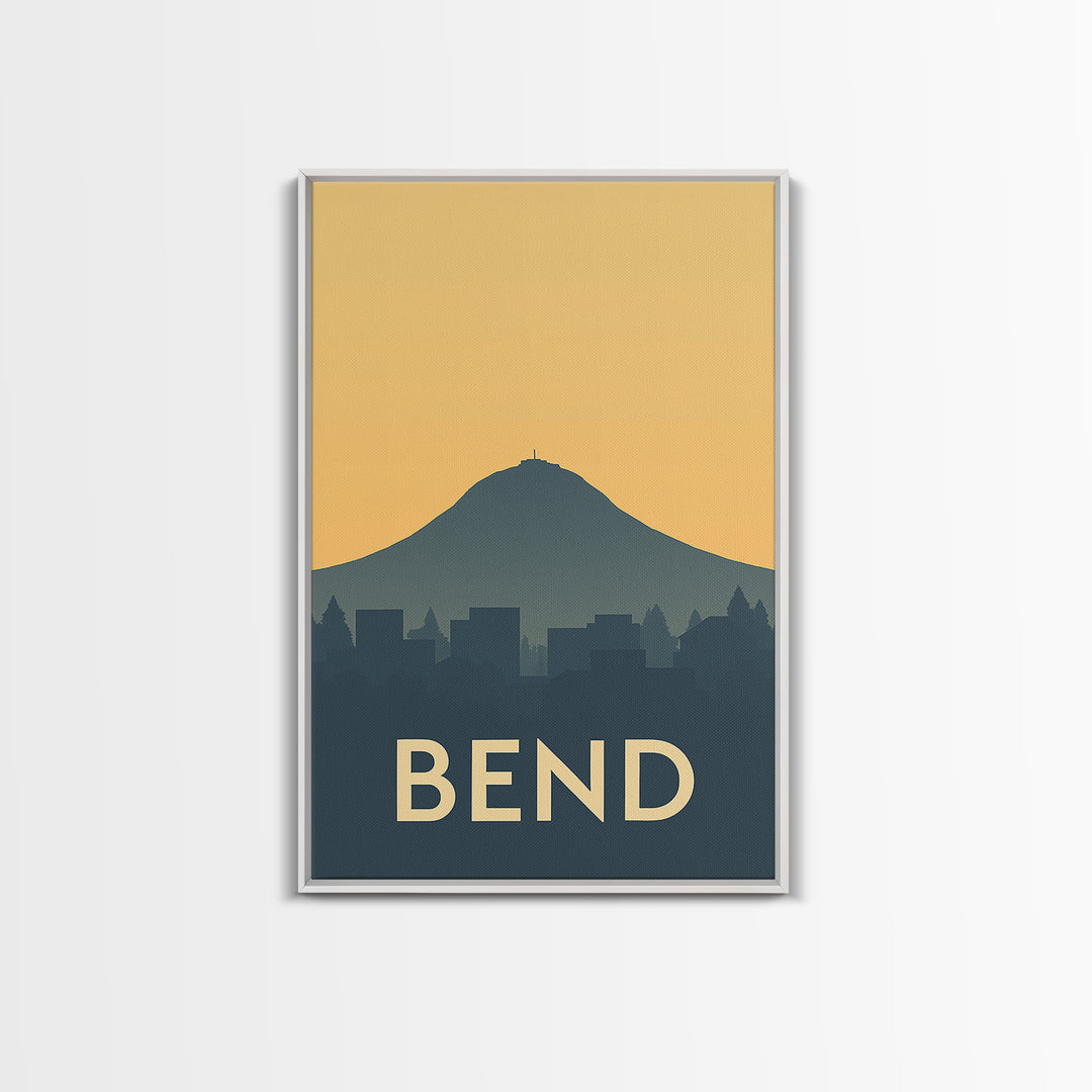 Bend Travel Poster, Framed Canvas Print, Vintage City Poster Art, Bend City Art, Retro Travel Print, City Art Print, Vintage City Art