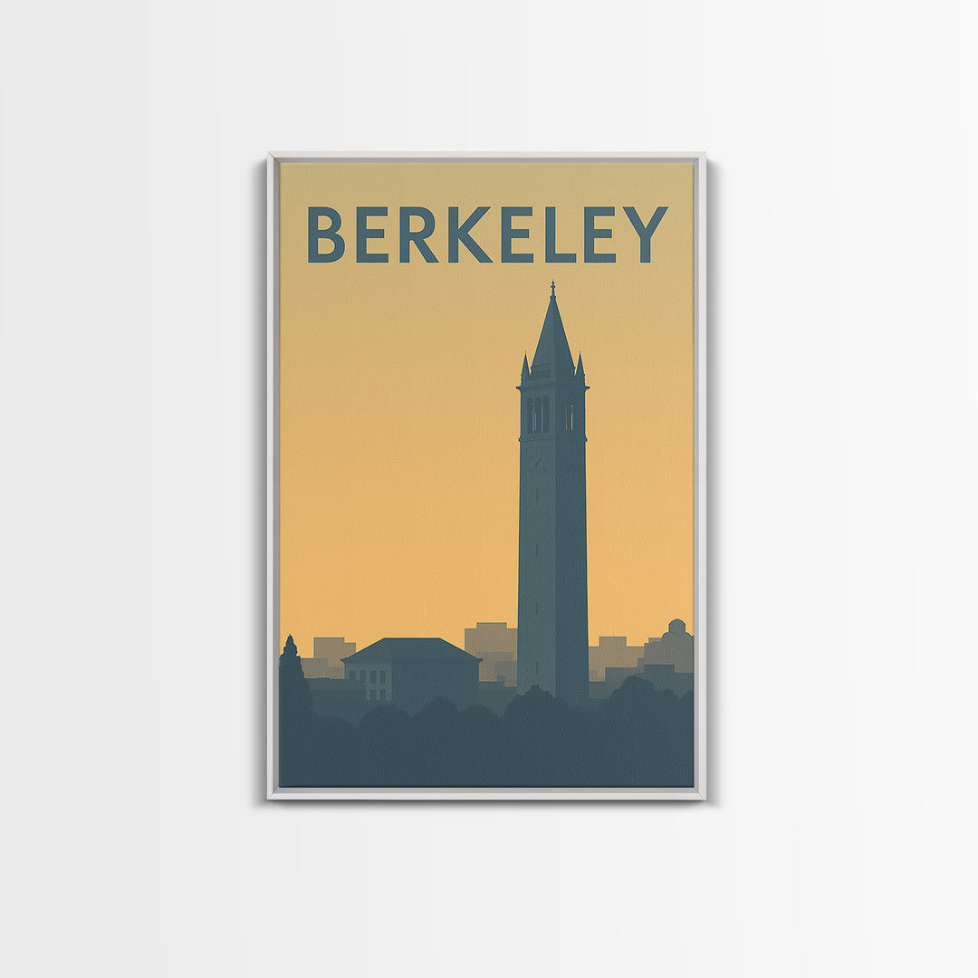 Berkeley California Travel Poster, Canvas Print, Sunset Skyline Wall Art, Berkeley Print, Travel Wall Art, Wall Decor, Travel Art Print