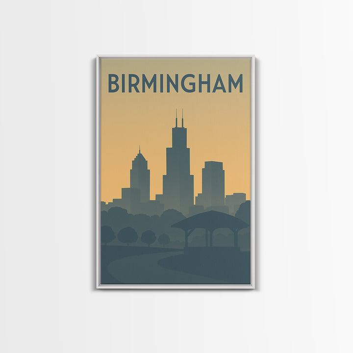 Birmingham Alabama Travel Poster, Canvas Print, Mid Century Travel Art, Birmingham Poster Print, Retro Travel Print, Travel Wall Art