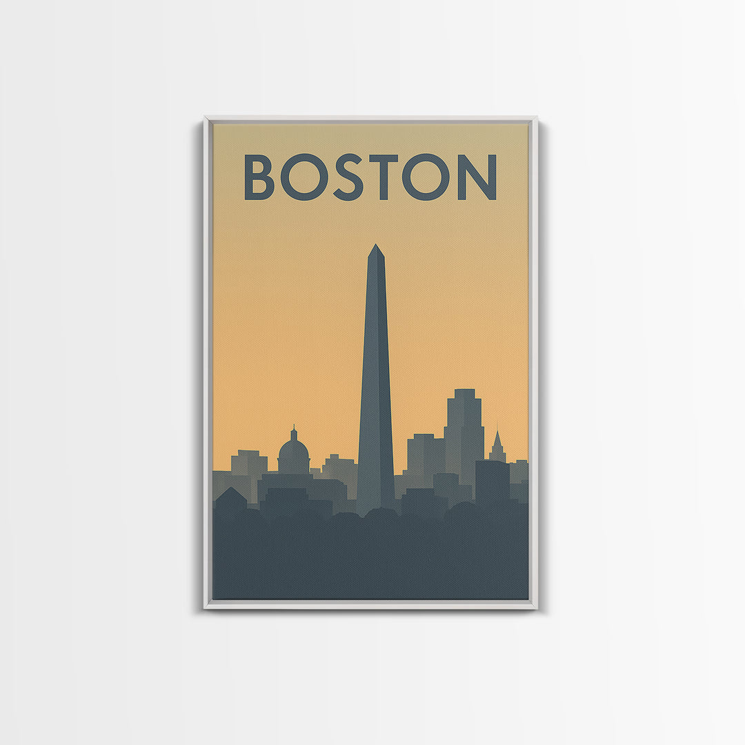Boston Massachusetts Travel Poster, Canvas Print, Mid Century Travel Art, Boston Travel Art, Office Decor, Gift For Travelers, City Poster