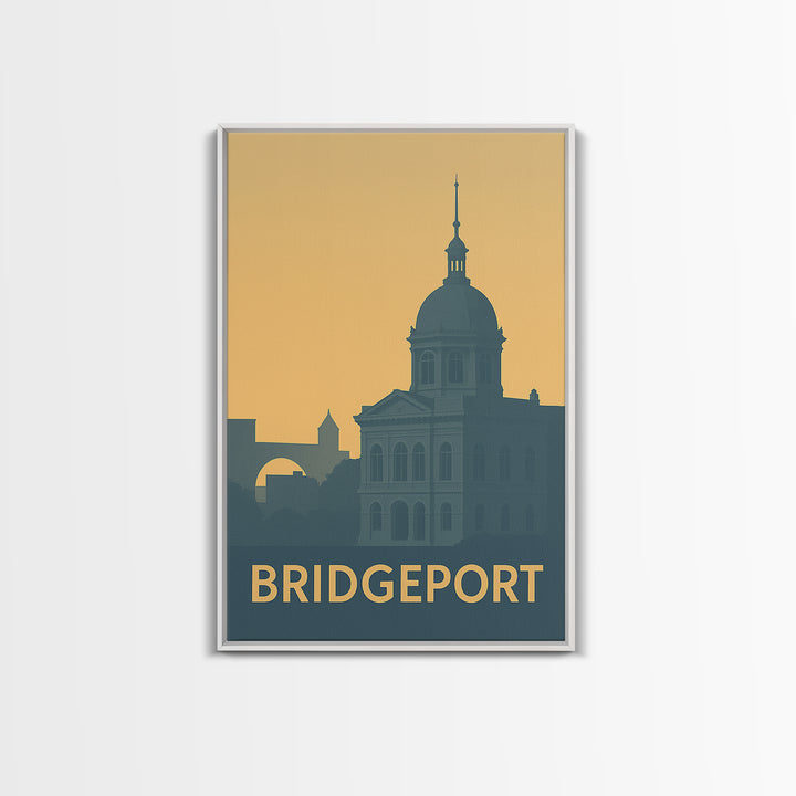Bridgeport Connecticut Travel Poster, Canvas Print, Vintage City Poster Art, Bridgeport Travel Art, Wall Art, Vintage City Poster