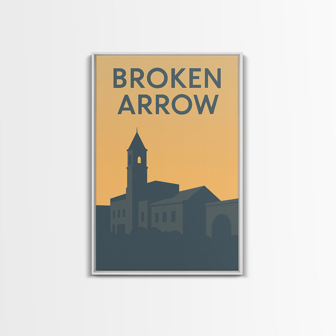 Broken Arrow Oklahoma Travel Poster, Canvas Print, Minimalist Retro Wall Art, Broken Arrow Art Print, Travel Poster Set, Vintage City Art