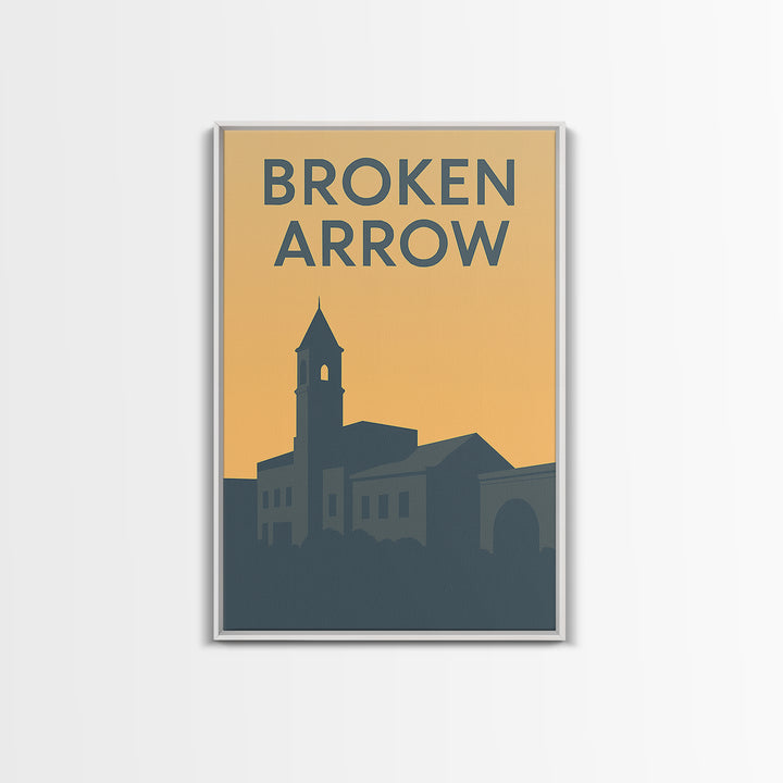Broken Arrow Oklahoma Travel Poster, Canvas Print, Minimalist Retro Wall Art, Broken Arrow Art Print, Travel Poster Set, Vintage City Art