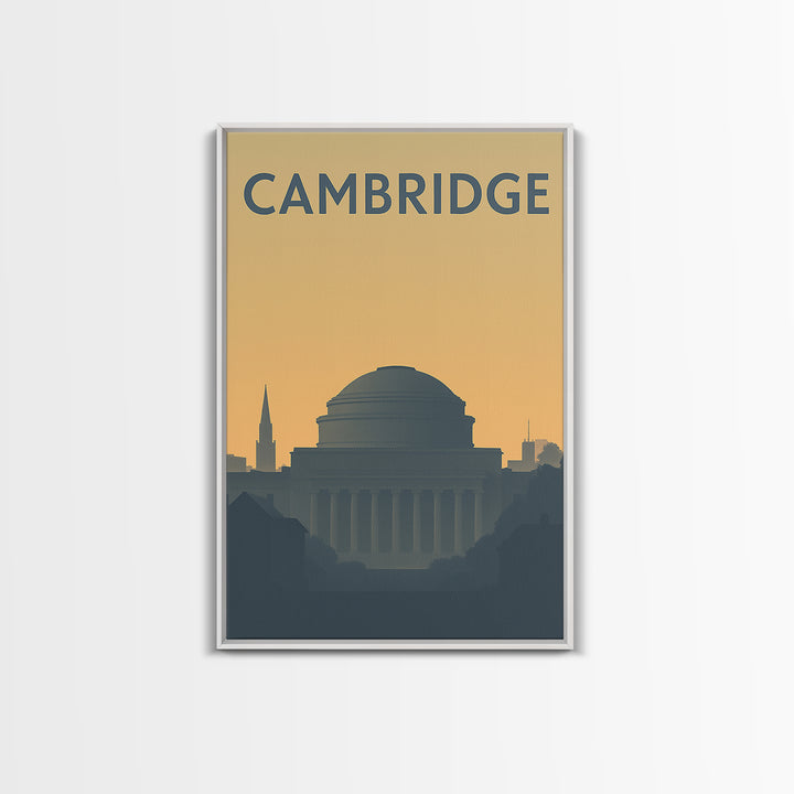 Cambridge Travel Poster, Framed Canvas Print, Minimalist Retro Wall Art, Cambridge Wall Art, Modern Wall Decor, Fine Art Print