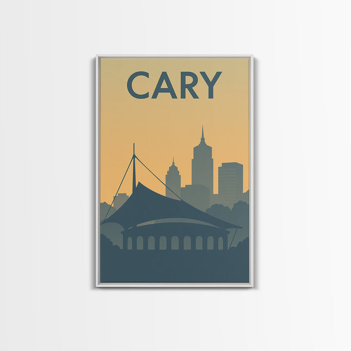 Cary Travel Poster, Canvas Print, Minimalist Retro Wall Art, Cary Art Print, City Travel Prints, Travel Poster Set, Travel Wall Decor