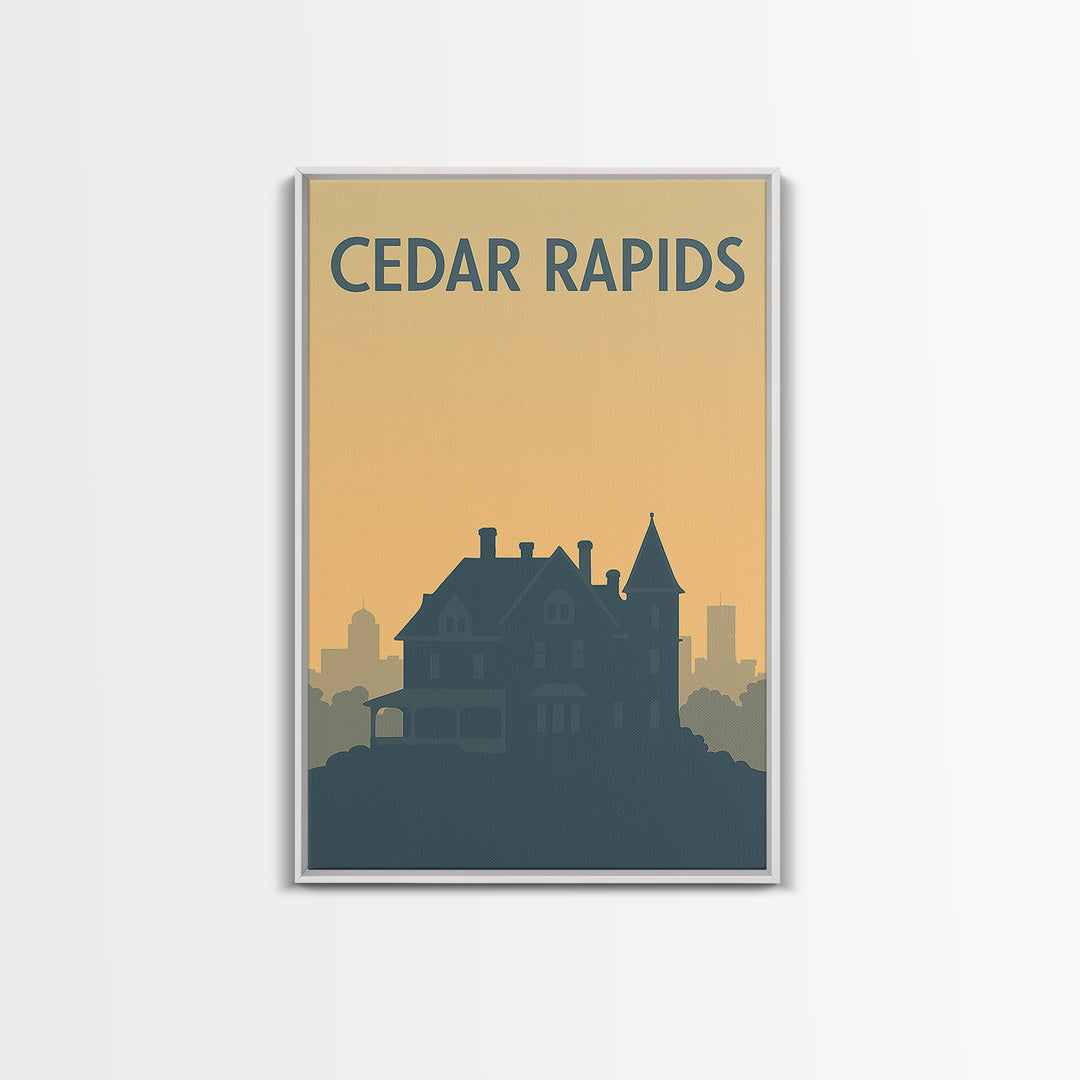 Cedar Rapids Iowa Travel Poster, Canvas Print, Minimalist Retro Wall Art, Cedar Rapids Art Print, Modern Wall Decor, Travel Poster Art