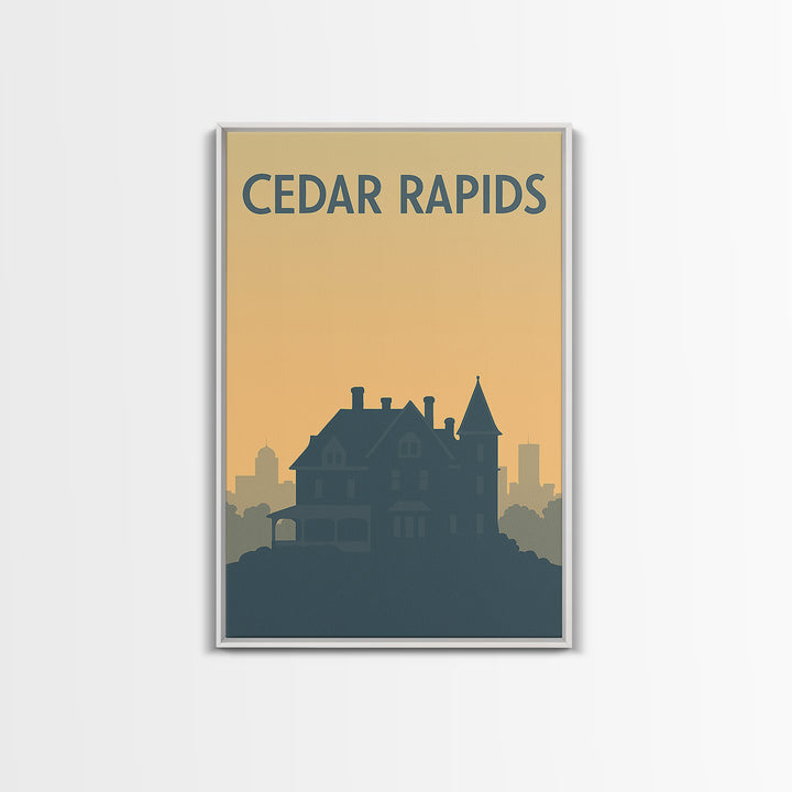Cedar Rapids Iowa Travel Poster, Canvas Print, Minimalist Retro Wall Art, Cedar Rapids Art Print, Modern Wall Decor, Travel Poster Art