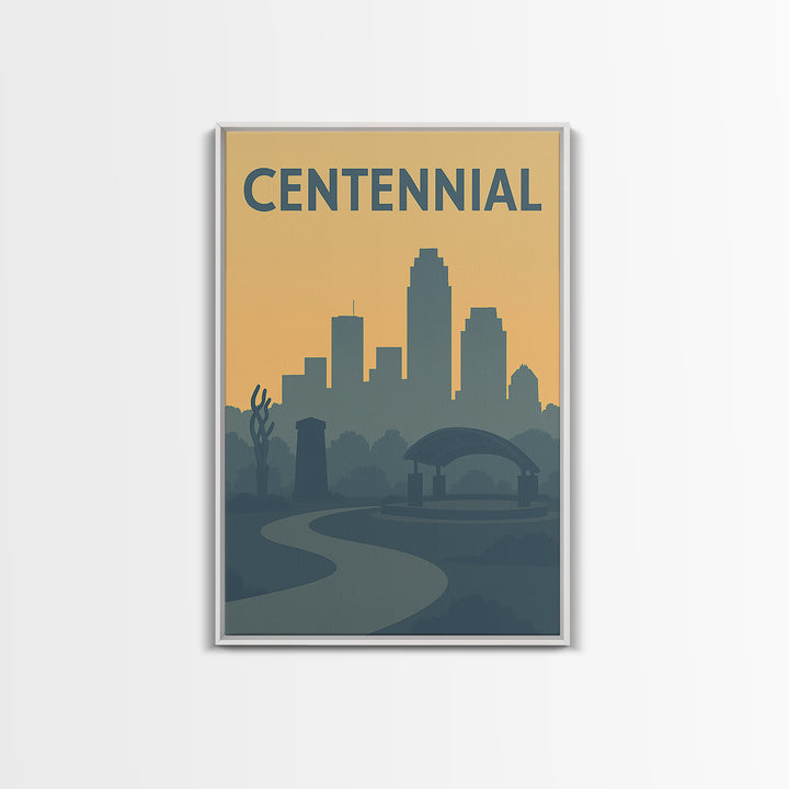 Centennial Colorado Travel Poster, Framed Canvas Print, Mid Century Travel Art, Centennial Travel Art, Mid Century Wall Art, Fine Art Print
