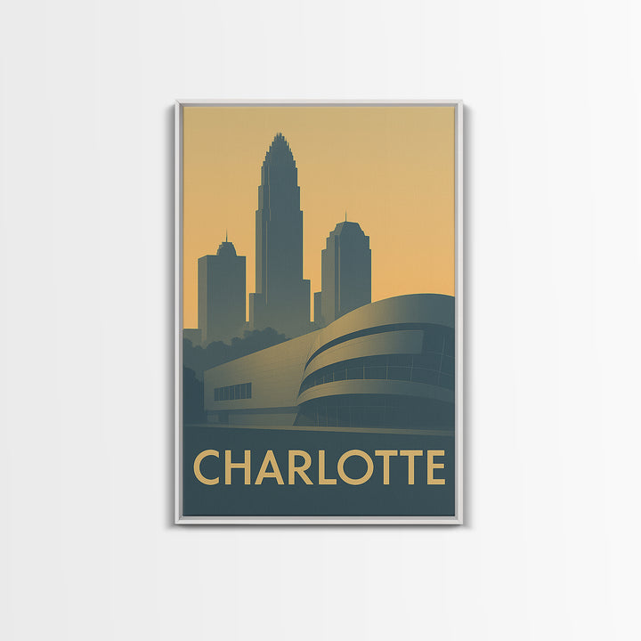 Charlotte Travel Poster, Canvas Print, Minimalist Retro Wall Art, Charlotte Travel Art, Vintage City Art, Travel Poster Set, Wall Art